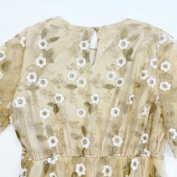 Baltic Born Arabella Embroidered Tulle Maxi Dress: Gold White Floral Event - Picture 9 of 16